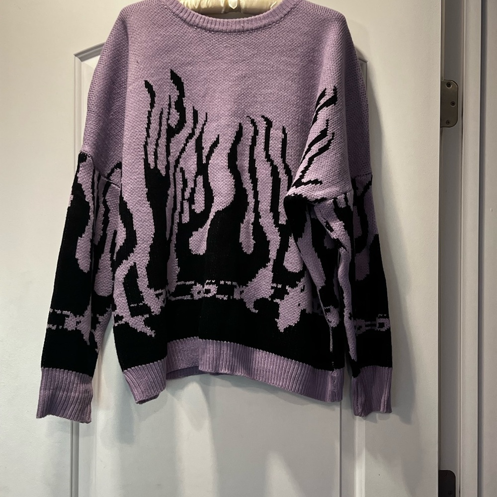 Purple Flame Sweater Women’s Fall Top, Sweatshirt